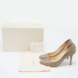 مملوكة مسبقًا Jimmy Choo Grey Water Snake Leather Gilbert Pumps Size 37