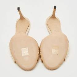 Pre Owned Jimmy Choo Gold Embossed Snakeskin Stacey Slide Sandals Size 39