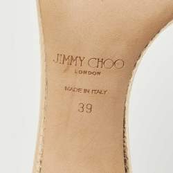 Pre Owned Jimmy Choo Gold Embossed Snakeskin Stacey Slide Sandals Size 39