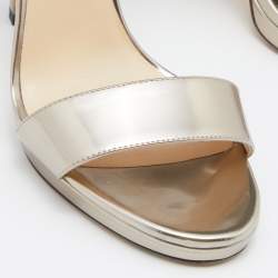 Pre Owned Jimmy Choo Gold Patent Leather Ankle Strap Open Toe Sandals Size 39