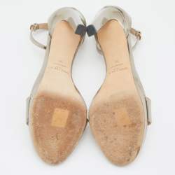 Pre Owned Jimmy Choo Gold Patent Leather Ankle Strap Open Toe Sandals Size 39