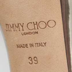 Pre Owned Jimmy Choo Gold Patent Leather Ankle Strap Open Toe Sandals Size 39