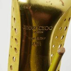 Pre Owned Jimmy Choo Yellow Laser Cut Suede Pointed Toe Pumps Size 40.5