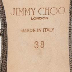 Pre Owned Jimmy Choo Metallic Laminated Suede Minny Ankle Strap Sandals Size 38