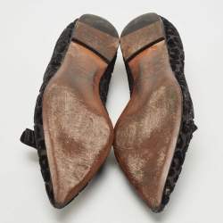 Pre Owned Jimmy Choo Black Mesh and Velvet Leopard Gala Flats Size 39.5