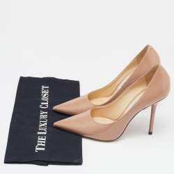 Pre Owned Jimmy Choo Beige Patent Leather Romy Pumps Size 39