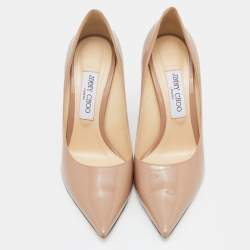Pre Owned Jimmy Choo Beige Patent Leather Romy Pumps Size 39