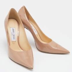 Pre Owned Jimmy Choo Beige Patent Leather Romy Pumps Size 39