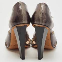 Jimmy Choo Grey Eel Leather Sandals Size 38.5