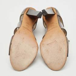 Jimmy Choo Grey Eel Leather Sandals Size 38.5