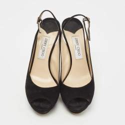 Pre Owned Jimmy Choo Black Suede Slingback Pumps Size 40