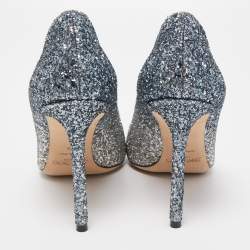 Pre Owned Jimmy Choo Silver Glitter Romy Pointed Toe Pumps Size 39
