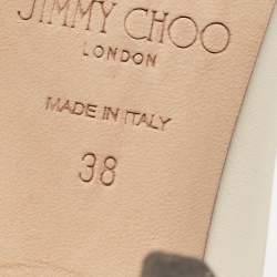 Pre Owned Jimmy Choo Cream Leather Studded Bow Tegan Pumps Size 38