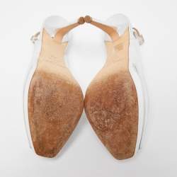 Pre Owned Jimmy Choo Silver Leather Nova Slingback Pumps Size 38.5