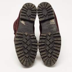 Pre Owned Jimmy Choo Burgundy Suede Ankle Boots Size 37.5