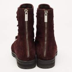 Pre Owned Jimmy Choo Burgundy Suede Ankle Boots Size 37.5