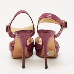 مملوكة مسبقًا Jimmy Choo Purple Python Linda Ankle Strap Sandals Size 39 