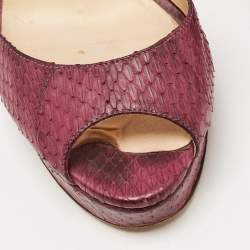 مملوكة مسبقًا Jimmy Choo Purple Python Linda Ankle Strap Sandals Size 39 