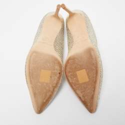 Pre Owned Jimmy Choo Gold/Silver Lurex Fabric Romy Pumps Size 39.5