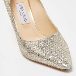 Pre Owned Jimmy Choo Gold/Silver Lurex Fabric Romy Pumps Size 39.5