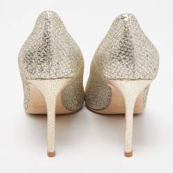 Pre Owned Jimmy Choo Gold/Silver Lurex Fabric Romy Pumps Size 39.5