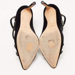 Pre Owned Jimmy Choo Black Velvet Lacey Pumps Size 38