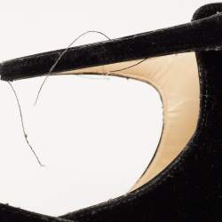 Pre Owned Jimmy Choo Black Velvet Lacey Pumps Size 38