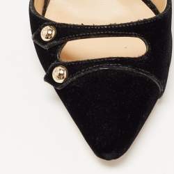 Pre Owned Jimmy Choo Black Velvet Lacey Pumps Size 38