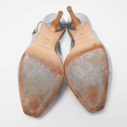 Pre Owned Jimmy Choo Metallic Python Embossed Leather Nova Slingback Pumps Size 38