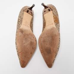 Pre Owned Jimmy Choo Gold Coarse Glitter Romy Pumps Size 38