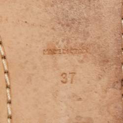 مملوكة مسبقًا Jimmy Choo Brown Leather Crystal Embellished Caged Flat Sandals Size 37