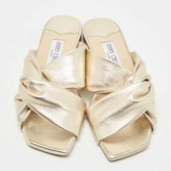 Jimmy Choo Gold Leather Slide Flats Size 39