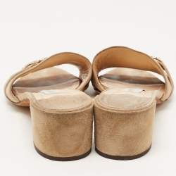Pre Owned Jimmy Choo Beige Suede Slide Sandals Size 39.5