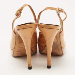 Pre Owned Jimmy Choo Light Brown Patent Leather Nova Slingback Pumps Size 36