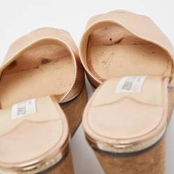 Jimmy Choo Gold Leather Cork Slide  Platform Sandals Size 37