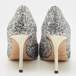 Pre Owned Jimmy Choo Silver Coarse Glitter Romy Pumps Size 35