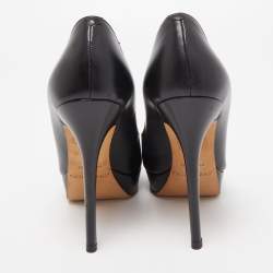 Jimmy Choo Black Leather Cosmic Platform Pumps Size 38