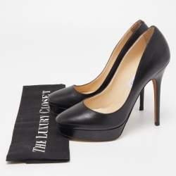 Jimmy Choo Black Leather Cosmic Platform Pumps Size 38