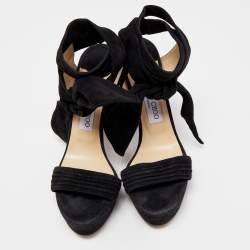 مملوكة مسبقًا Jimmy Choo Black Suede Kaytrin Sandals Size 38.5