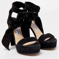 مملوكة مسبقًا Jimmy Choo Black Suede Kaytrin Sandals Size 38.5