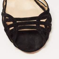 Pre Owned Jimmy Choo Black Suede Peep Toe D'orsay Pumps Size 38