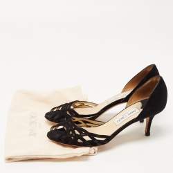 Pre Owned Jimmy Choo Black Suede Peep Toe D'orsay Pumps Size 38