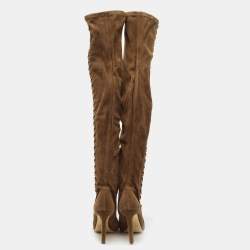 Pre Owned Jimmy Choo Brown Suede Knee Length Boots Size 38