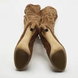 Pre Owned Jimmy Choo Brown Suede Knee Length Boots Size 38