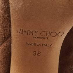 Pre Owned Jimmy Choo Brown Suede Knee Length Boots Size 38