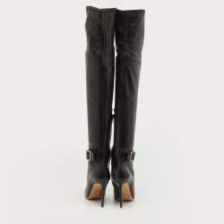 Jimmy Choo Black Leather Knee Length Boots Size 38