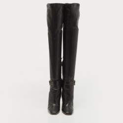 Jimmy Choo Black Leather Knee Length Boots Size 38