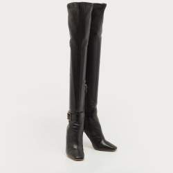 Jimmy Choo Black Leather Knee Length Boots Size 38