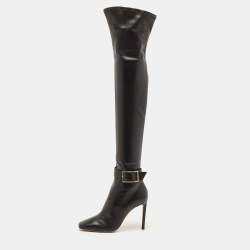 Jimmy Choo Black Leather Knee Length Boots Size 38