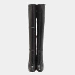 Pre Owned Jimmy Choo Black Leather Knee Length Boots Size 38